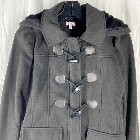 BOGO Black Toggle Faux Fur Lined Full Zip Peacoat Size M - Picture 7 of 11